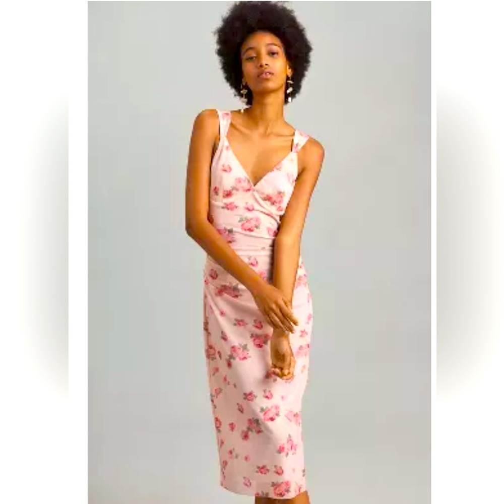 Mare Mare Sleeveless V-Neck Slim Floral Midi Dress